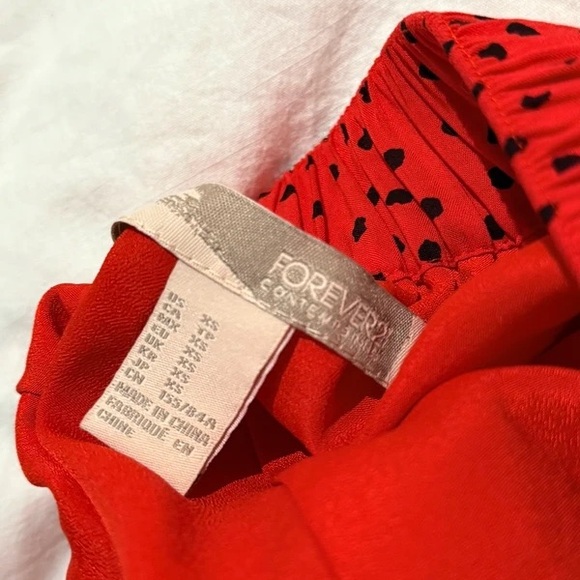 Forever 21 Vibrant Red Mini Dress with Black Dots - Picture 2 of 2